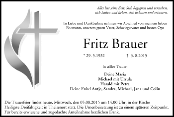 Anzeige von Fritz Brauer von MGO