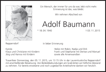 Anzeige von Adolf Baumann von MGO