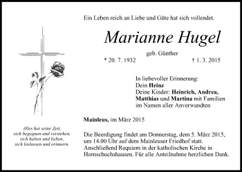 Anzeige von Marianne Hugel von MGO