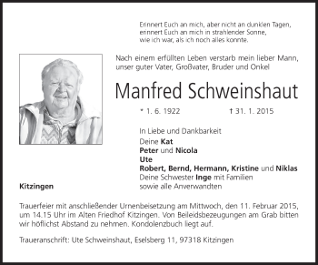 Anzeige von Manfred Schweinshaut von MGO