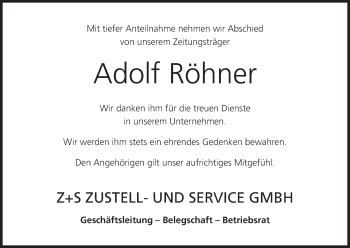Anzeige von Adolf Röhner von MGO