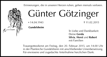 Anzeige von Günter Götzinger von MGO