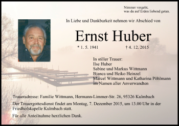 Anzeige von Ernst Huber von MGO