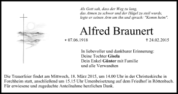 Anzeige von Alfred Braunert von MGO