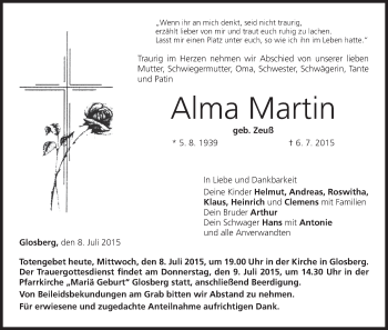 Anzeige von Alma Martin von MGO