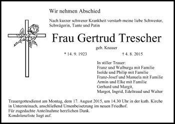 Anzeige von Gertrud Trescher von MGO