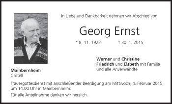 Anzeige von Georg Ernst von MGO