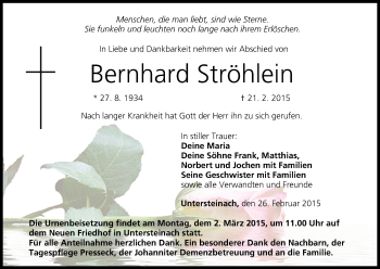 Anzeige von Bernhard Ströhlein von MGO