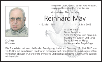 Anzeige von Reinhard May von MGO