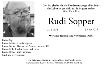 Anzeige von Rudi Sopper von MGO