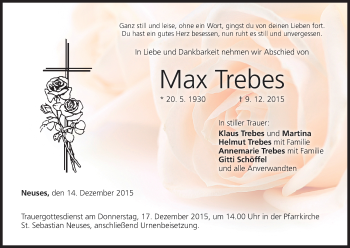 Anzeige von Max  Trebes von MGO