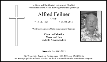 Anzeige von Alfred Feilner von MGO