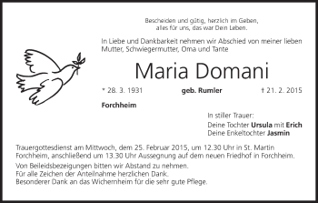 Anzeige von Maria Domani von MGO