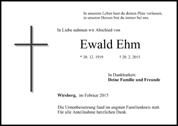 Anzeige von Ewald Ehm von MGO