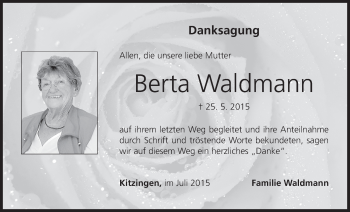 Anzeige von Berta Waldmann von MGO