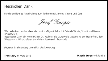 Anzeige von Josef Burger von MGO