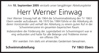 Anzeige von Werner Einwag von MGO