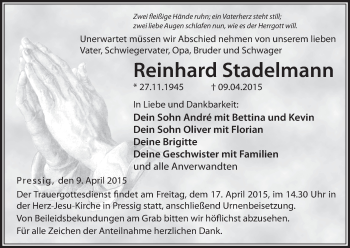 Anzeige von Reinhard Stadelmann von MGO