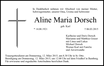 Anzeige von Aline Maria Dorsch von MGO