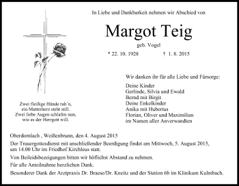 Anzeige von Margot Teig von MGO