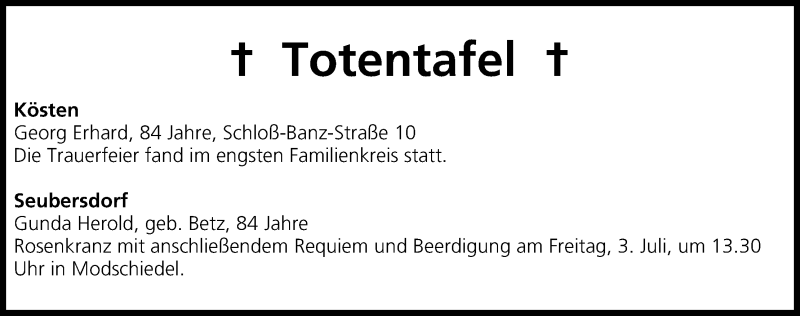  Traueranzeige für Gunda Herold vom 03.07.2015 aus MGO