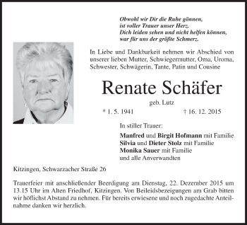 Anzeige von Renate Schäfer von MGO