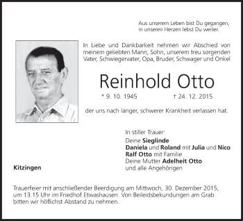 Anzeige von Reinhold Otto von MGO