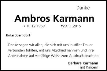 Anzeige von Ambros Karmann von MGO
