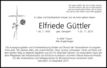 Anzeige von Elfriede Güttler von MGO