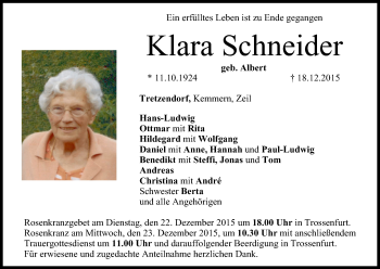 Anzeige von Klara Schneider von MGO