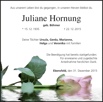 Anzeige von Juliane Hornung von MGO