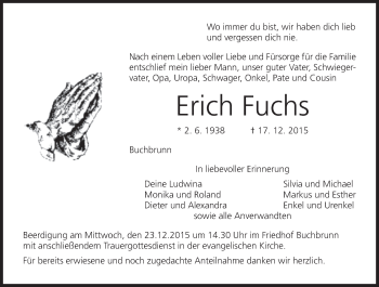 Anzeige von Erich Fuchs von MGO