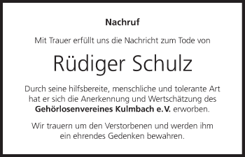 Anzeige von Rüdiger Schulz von MGO