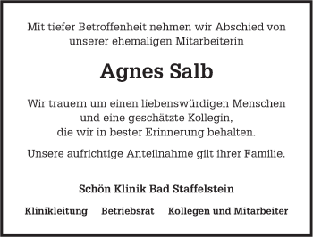 Anzeige von Agnes Salb von MGO