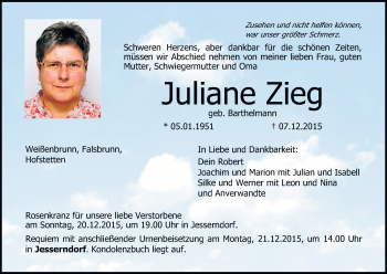 Anzeige von Juliane Zieg von MGO