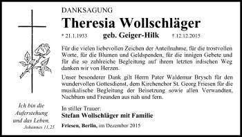 Anzeige von Theresia Wollschläger von MGO