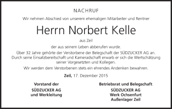 Anzeige von Norbert Kelle von MGO