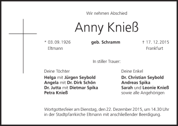 Anzeige von Anny Knieß von MGO