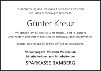 Anzeige von Günter Kreuz von MGO