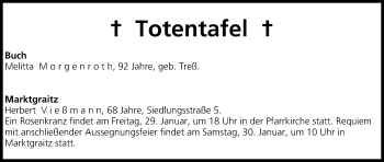Anzeige von Totentafel vom 29.01.2016 von MGO