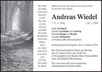 Anzeige von Andreas Wiedel von MGO