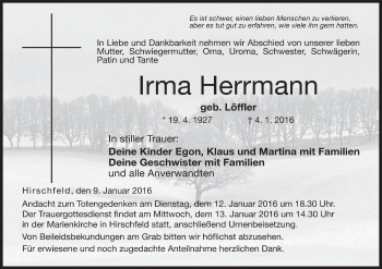 Anzeige von Irma Herrmann von MGO