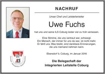 Anzeige von Uwe Fuchs von MGO