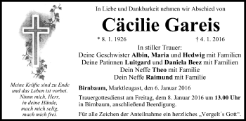 Anzeige von Cäcilie Gareis von MGO