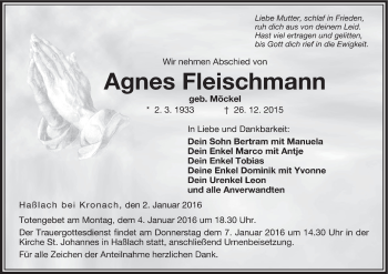 Anzeige von Agnes Fleischmann von MGO