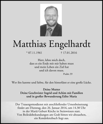 Anzeige von Matthias Engelhardt von MGO