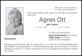 Anzeige von Agnes Ott von MGO