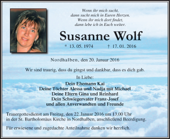 Anzeige von Susanne Wolf von MGO