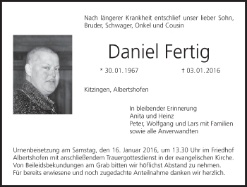 Anzeige von Daniel Fertig von MGO