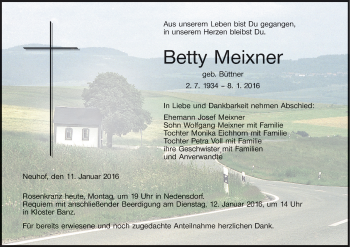 Anzeige von Betty Meixner von MGO